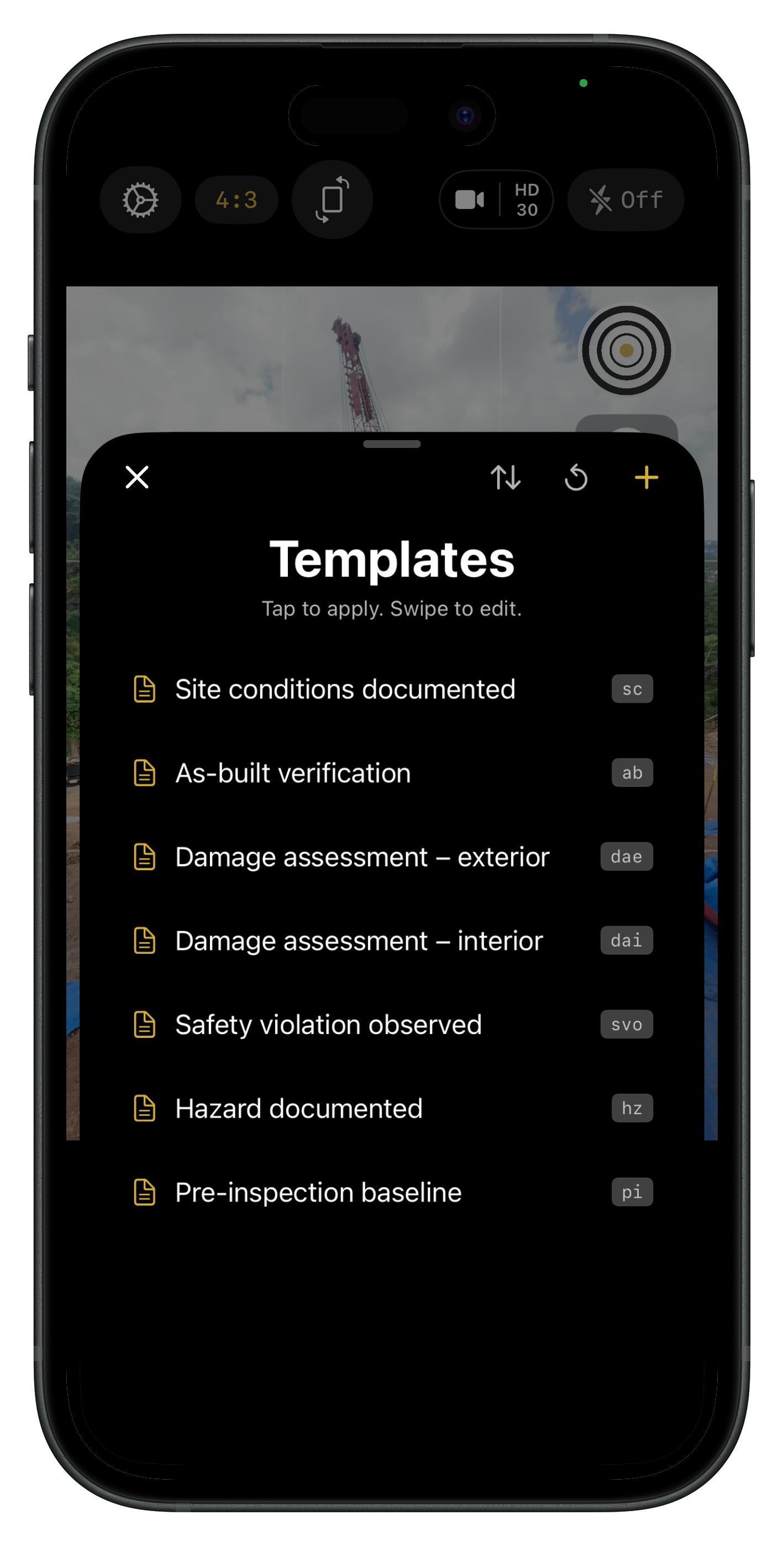 Lens templates list for site documentation workflows